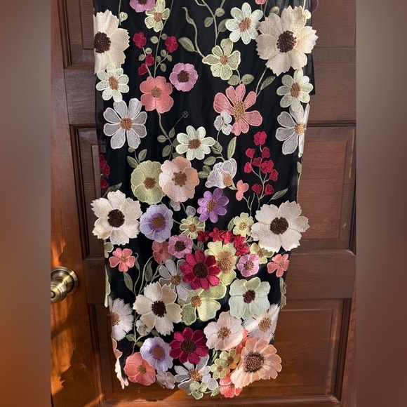 Lulus Thriving Energy Black 3D Floral Embroidered Lace-Up Midi Dress - Picture 4 of 6